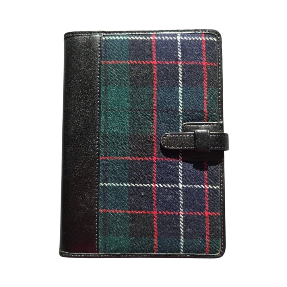 Vintage Coach Y2K Tartan Wool Plaid Fabric Leather Agenda Cover Photo Album EUC
